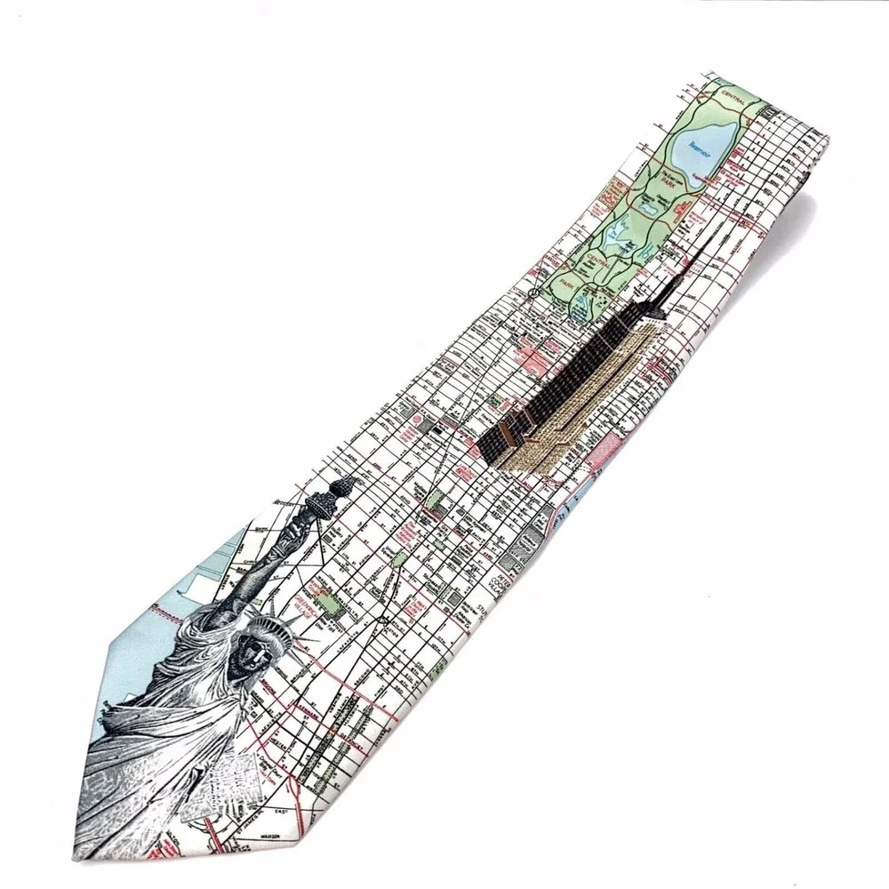 Rene Chagal New York City Tie NY Empire State Statue of Liberty Map Necktie 56